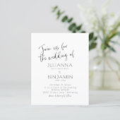 Papier Invitation de mariage blanc noir à script minimal  (Debout devant)