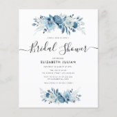 Papier invitation de mariage bleu marine et blanc à motif (Devant)