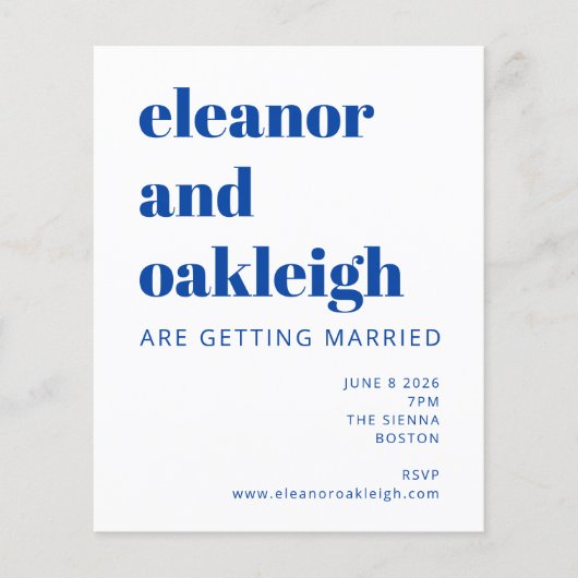 Papier Invitation de mariage bleu noir botanique Matisse  (Devant)