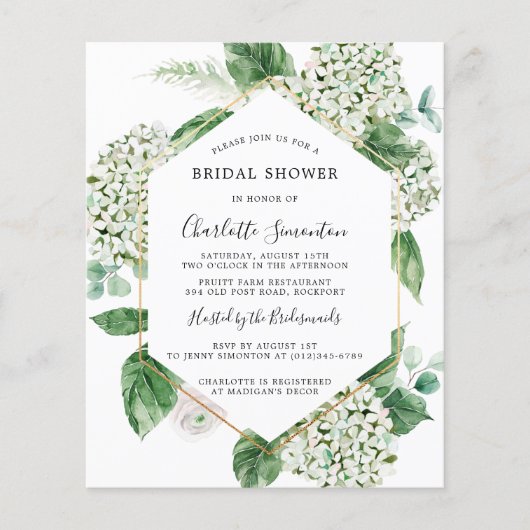 Papier Invitation de mariage bohème chic avec hydrangea b (Devant)