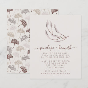 Papier Invitation de mariage bohème nature neutre à petit