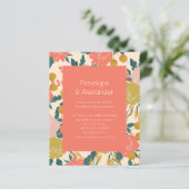 Papier Invitation de mariage botanique orange bohème à pe (Debout devant)