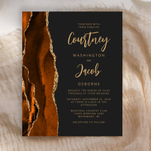 Papier Invitation de mariage Budget Agate Orange Brûlé No