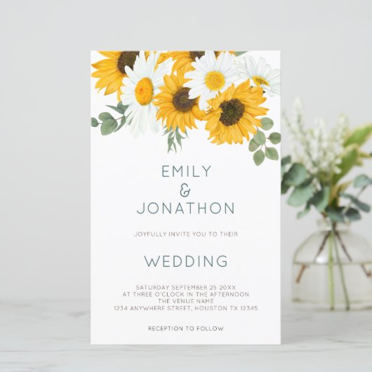 Papier Invitation de mariage budget bohème rustique tourn (Debout devant)