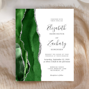 Papier Invitation de mariage Budget Chasseur Vert Agate A