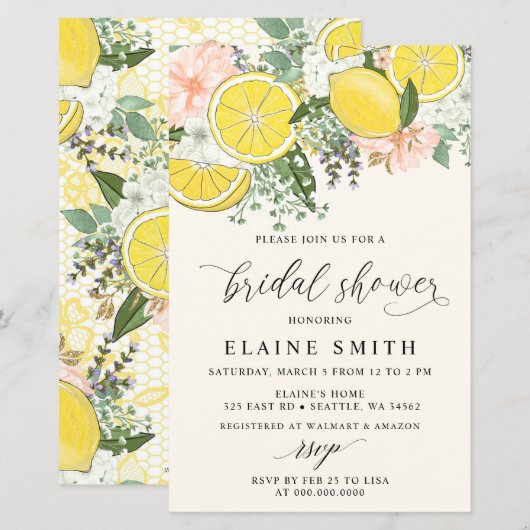 Papier Invitation de mariage Budget Citron Citron Vert (Devant / Derrière)