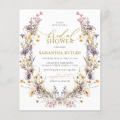 Papier Invitation de mariage Budget Fleurs sauvages viole (Devant)