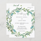 Papier Invitation de mariage Budget Menthe Eucalyptus (Devant / Derrière)