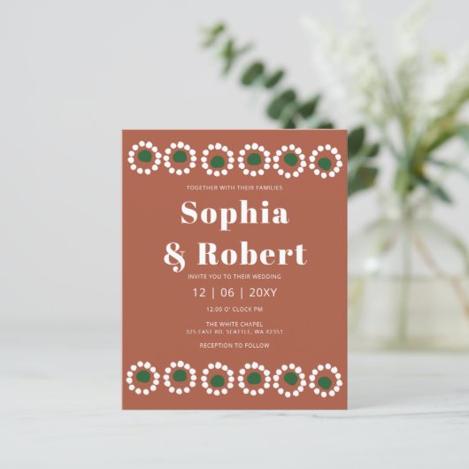 Papier Invitation de mariage Budget Mexican Fiesta Boho B (Debout devant)
