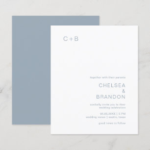 Papier Invitation de mariage budget moderne monogramme bl