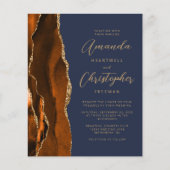 Papier Invitation de mariage Budget Orange Brûlé Agate Bl (Devant)