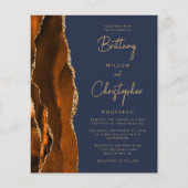 Papier Invitation de mariage Budget Orange Brûlé Agate Bl (Devant)