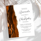 Papier Invitation de mariage Budget Orange Brûlé Agate Or