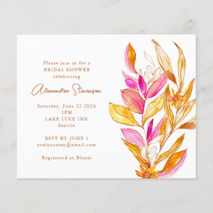 Papier Invitation de mariage Budget Rose Jaune Floral
