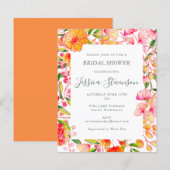 Papier Invitation de mariage Budget Rose Orange Floral (Devant / Derrière)