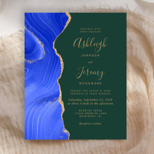 Papier Invitation de mariage Budget Royal Blue Or Agate V