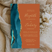Papier Invitation de mariage Budget Sarcelle Or Agate Ora