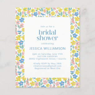 Papier Invitation de mariage Budget Yellow Ditsy Floral à
