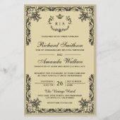 Papier Invitation de mariage budgétaire ornée de parchemi (Devant)