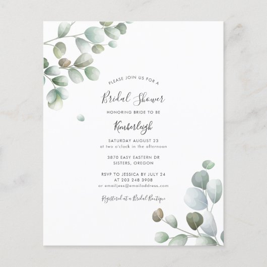 Papier Invitation de mariage champêtre avec feuillage d'e (Devant)