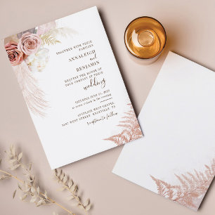 Papier Invitation de mariage chic en terre cuite avec her