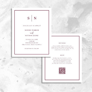 Papier Invitation de mariage chic et minimale à code QR p