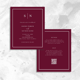 Papier Invitation de mariage chic et minimaliste avec cod