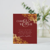 Papier Invitation de mariage classique de dentelle d'or B (Debout devant)
