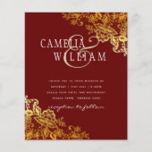 Papier Invitation de mariage classique de dentelle d'or B (Devant)