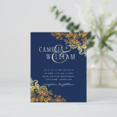 Papier Invitation de mariage classique de dentelle d'or B (Debout devant)