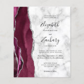 Papier Invitation de mariage Code QR Marbre Agate Bourgog (Devant)