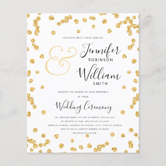 Papier Invitation de mariage Confetti Parties scintillant (Devant)