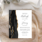 Papier Invitation de mariage de code QR Black Gold Budget