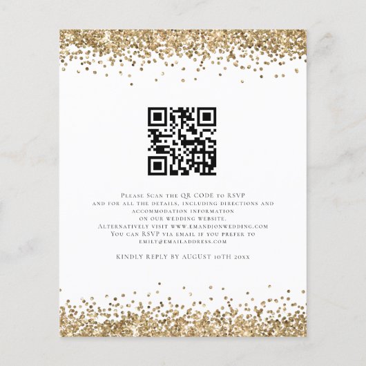 Papier Invitation de mariage de code QR de Parties scinti (Dos)