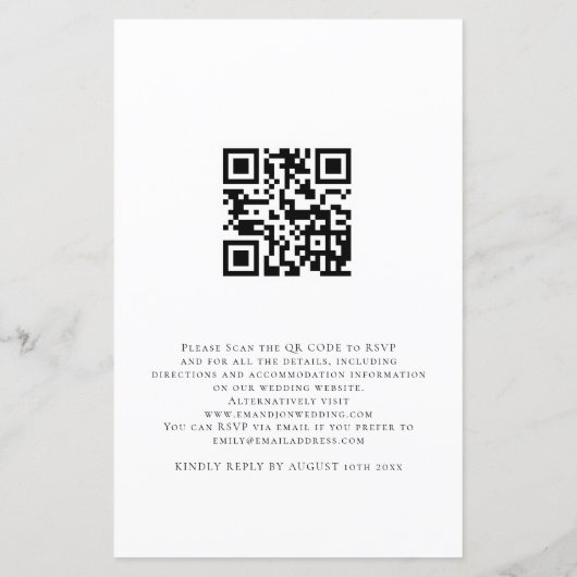 Papier Invitation de mariage de code QR de superposition  (Dos)