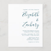 Papier Invitation de mariage de code QR Script bleu Turqu (Devant)