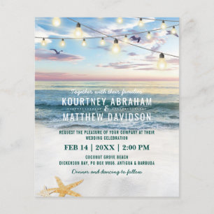 Papier Invitation de mariage de plage à budget étoile de