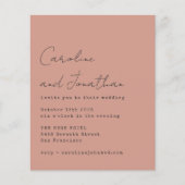 Papier Invitation de mariage de script de Rose de budget (Devant)