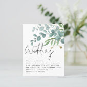Papier Invitation de mariage de script Eucalyptus or Turq (Debout devant)