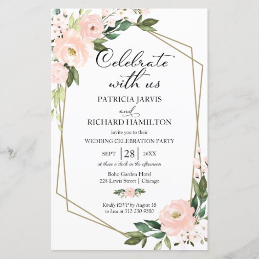 Papier Invitation de mariage décontractée avec budget flo (Devant)