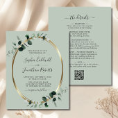 Papier Invitation de mariage d'Eucalyptus Code QR Budget