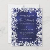 Papier Invitation de mariage d'hiver aux flocons de neige (Devant)