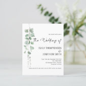 Papier Invitation de mariage du script Eucalyptus du code (Debout devant)