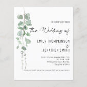 Papier Invitation de mariage du script Eucalyptus du code (Devant)