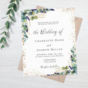 Papier Invitation de mariage économique avec verdure d'eu