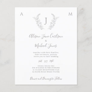 Papier Invitation de mariage élégante avec monogramme sur