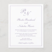 Papier Invitation de mariage élégante et classique violet (Devant)