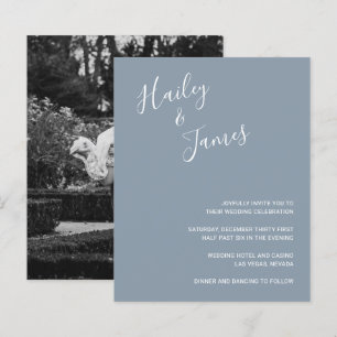 Papier Invitation de mariage élégante et poussiéreuse ble