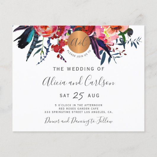 Papier Invitation de mariage élégante et rustique code QR (Devant)