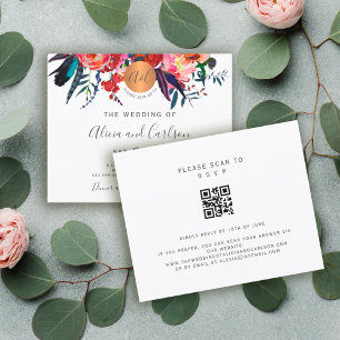 Papier Invitation de mariage élégante et rustique code QR